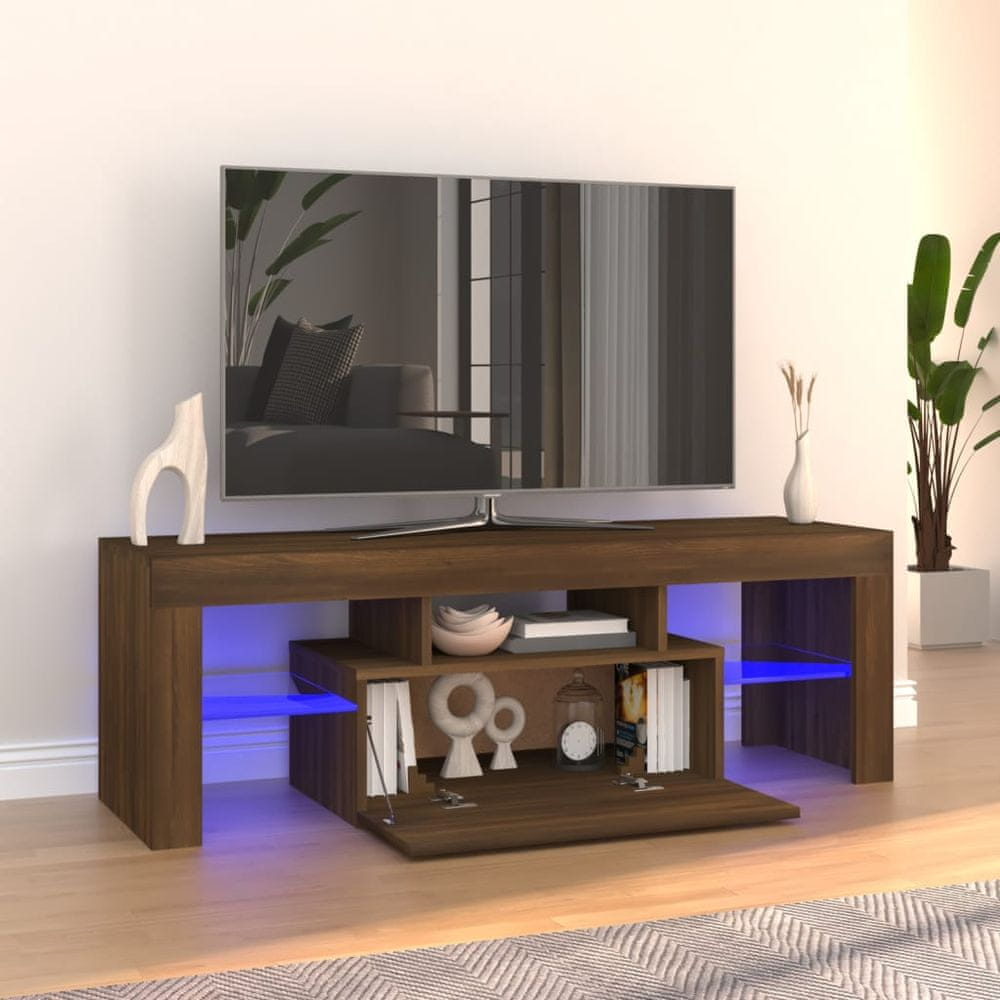 Vidaxl TV skrinka s LED svetlami hnedý dub 120x35x40 cm